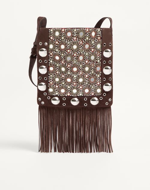 Valentino Garavani - Valentino Garavani Nellcôte Embroidered Shoulder Bag With Fringes - Multicolour/testa Di Moro - Woman - Shoulder Bags